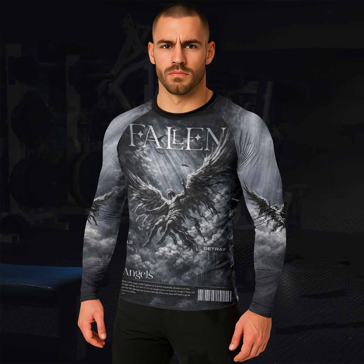 Fallen Angels Men's Rash Guard Long Sleeve - lifestyle view