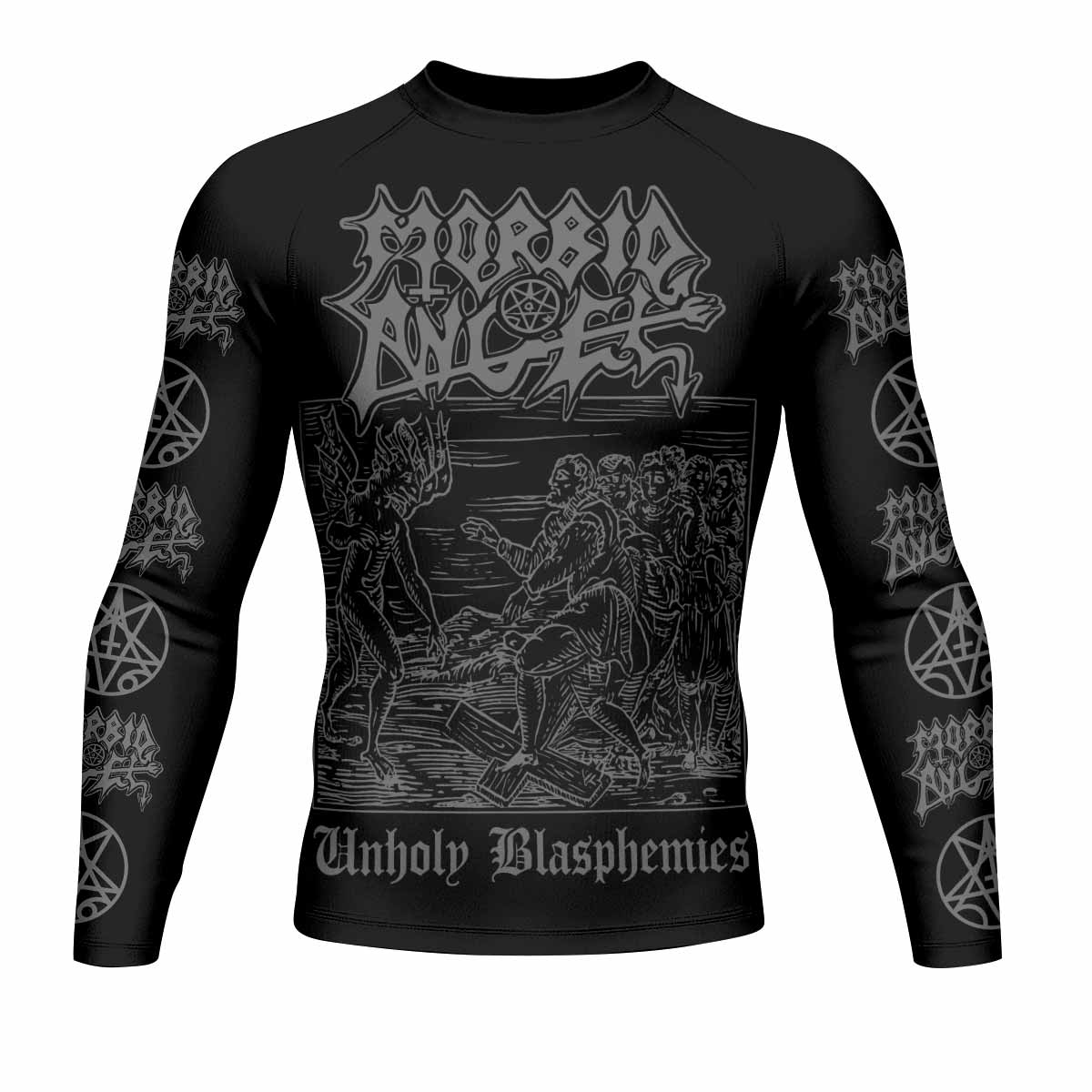 Morbid Angel Unholy Blasphemies Men's Rash Guard Long Sleeve - front view mockup