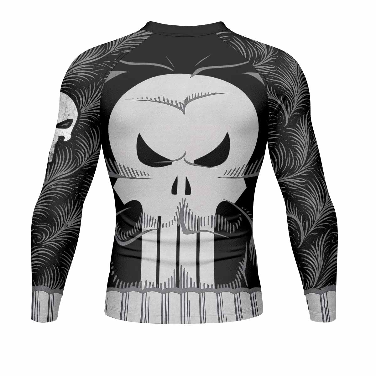Punisher Skull Tactical Men's Rash Guard Long Sleeve - back view mockup