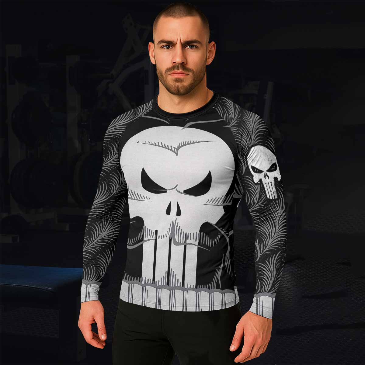 Punisher Skull Tactical Men's Rash Guard Long Sleeve - lifestyle view