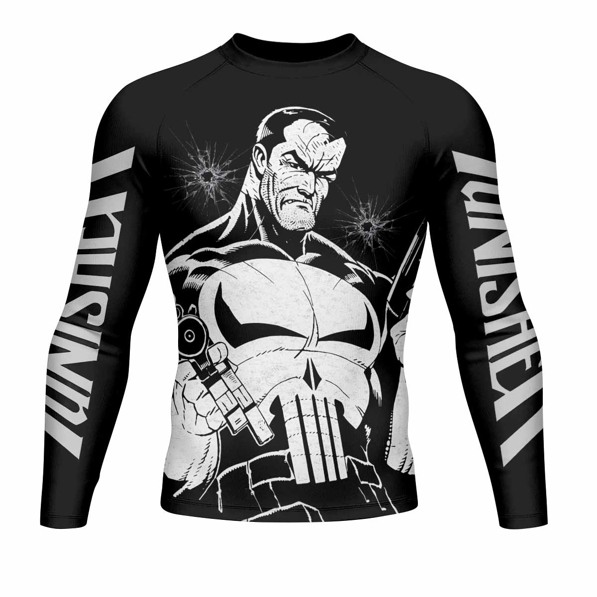 The Punisher Comic Frank Castle Men's Rash Guard Long Sleeve - front view mockup