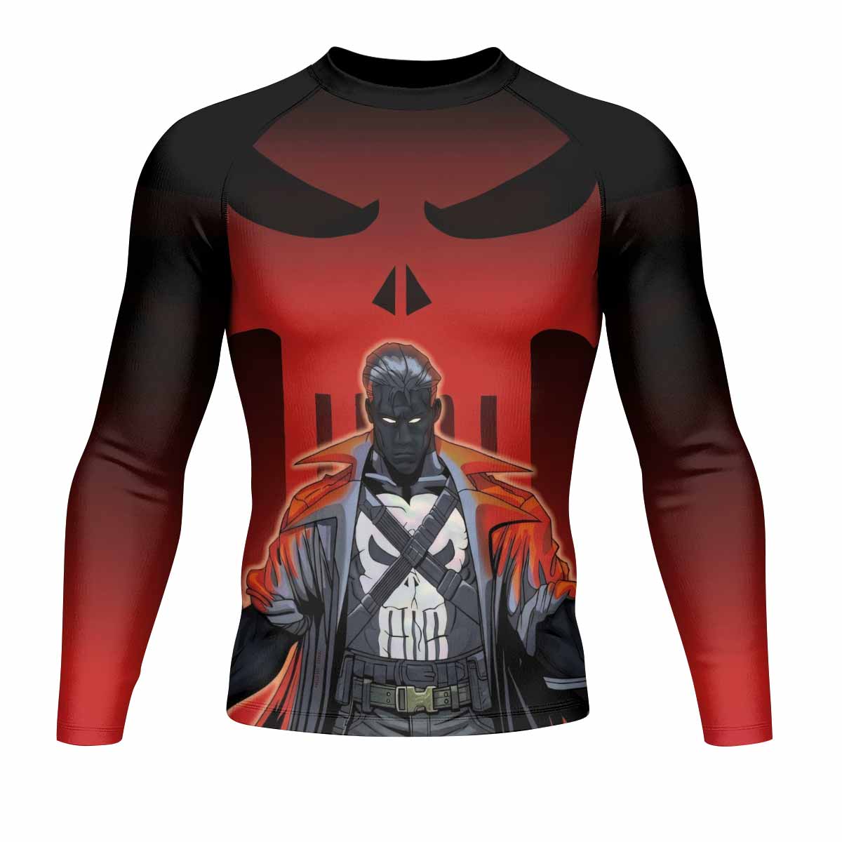 The Punisher Red Frank Castle Men's Rash Guard Long Sleeve - front view mockup