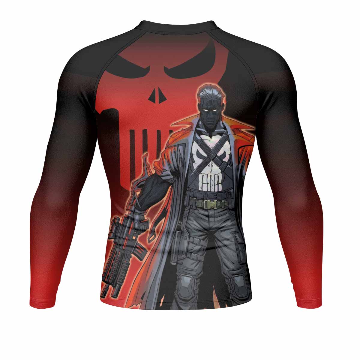 The Punisher Red Frank Castle Men's Rash Guard Long Sleeve - back view mockup