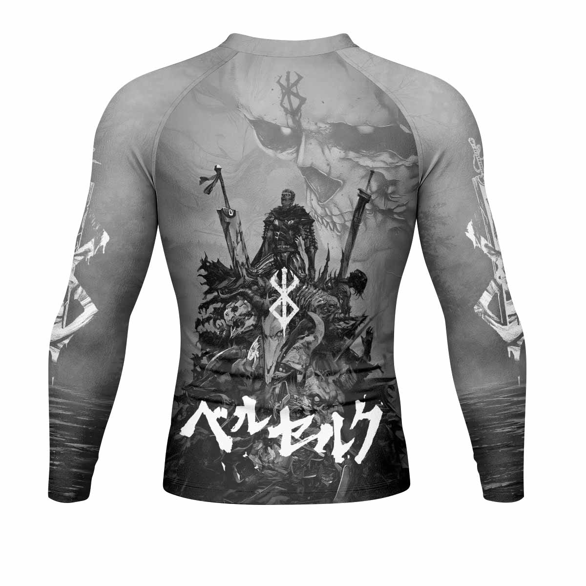 Berserk Guts Sorrow Men's Rash Guard Long Sleeve - back view mockup