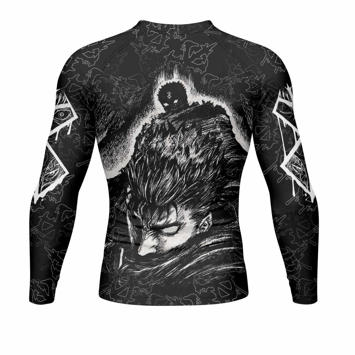 Berserk Forged In Blood Men's Rash Guard Long Sleeve - back view mockup