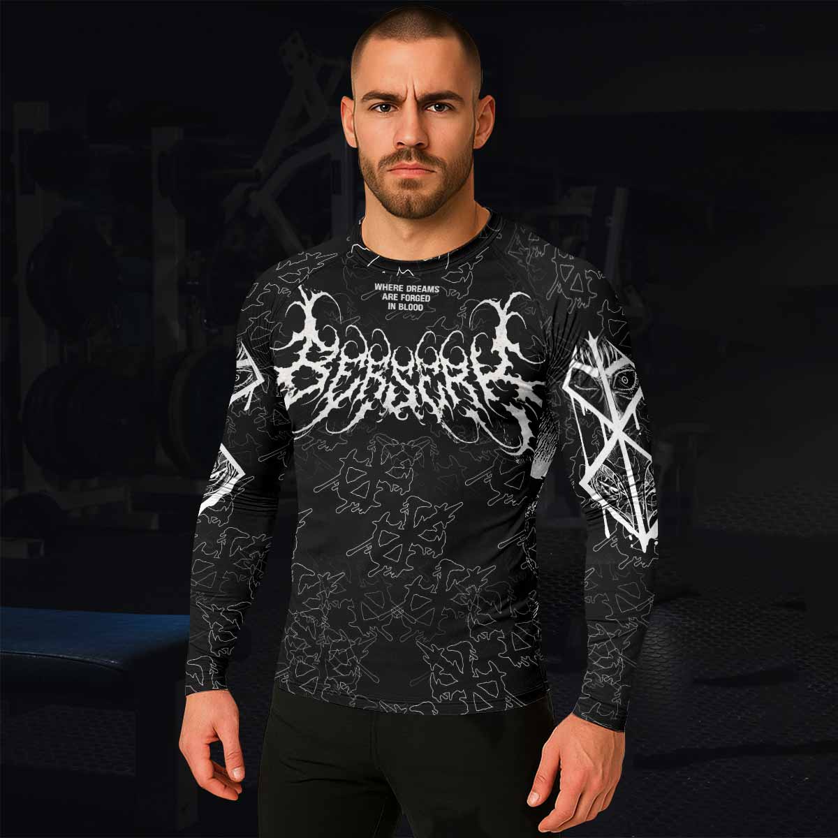 Berserk Forged In Blood Men's Rash Guard Long Sleeve - lifestyle view