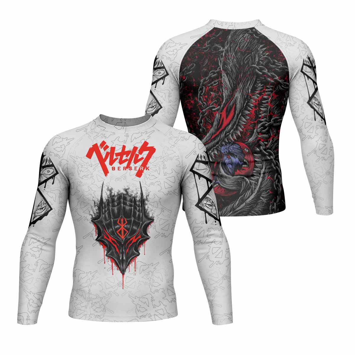Berserk Berserker Armor Men's Rash Guard Long Sleeve - front and back view