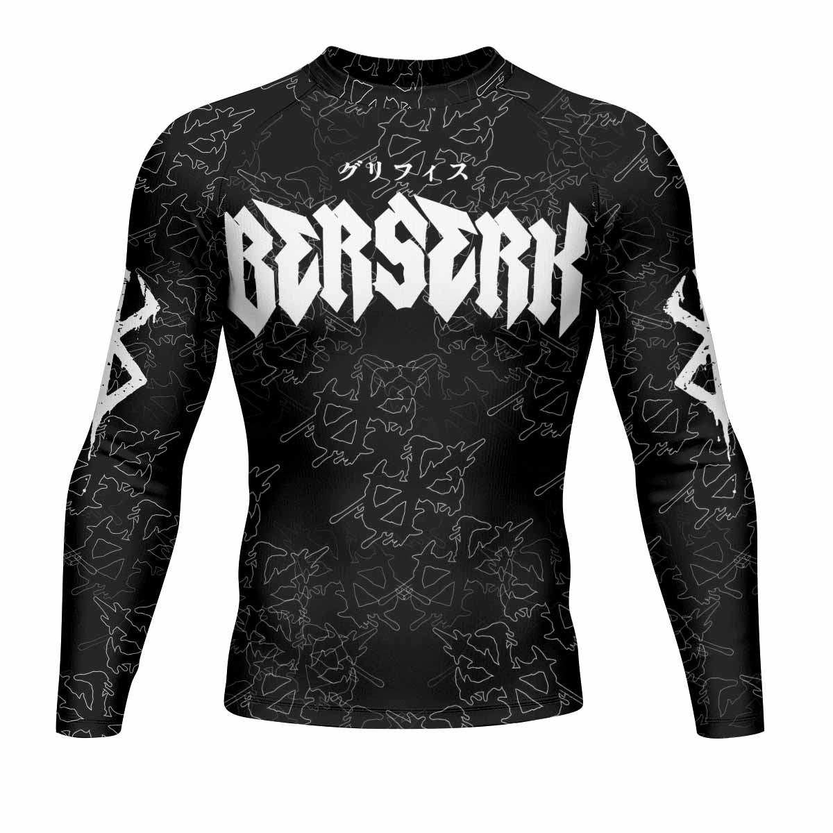Berserk Dragon Slayer Skull Men's Rash Guard Long Sleeve - front view mockup