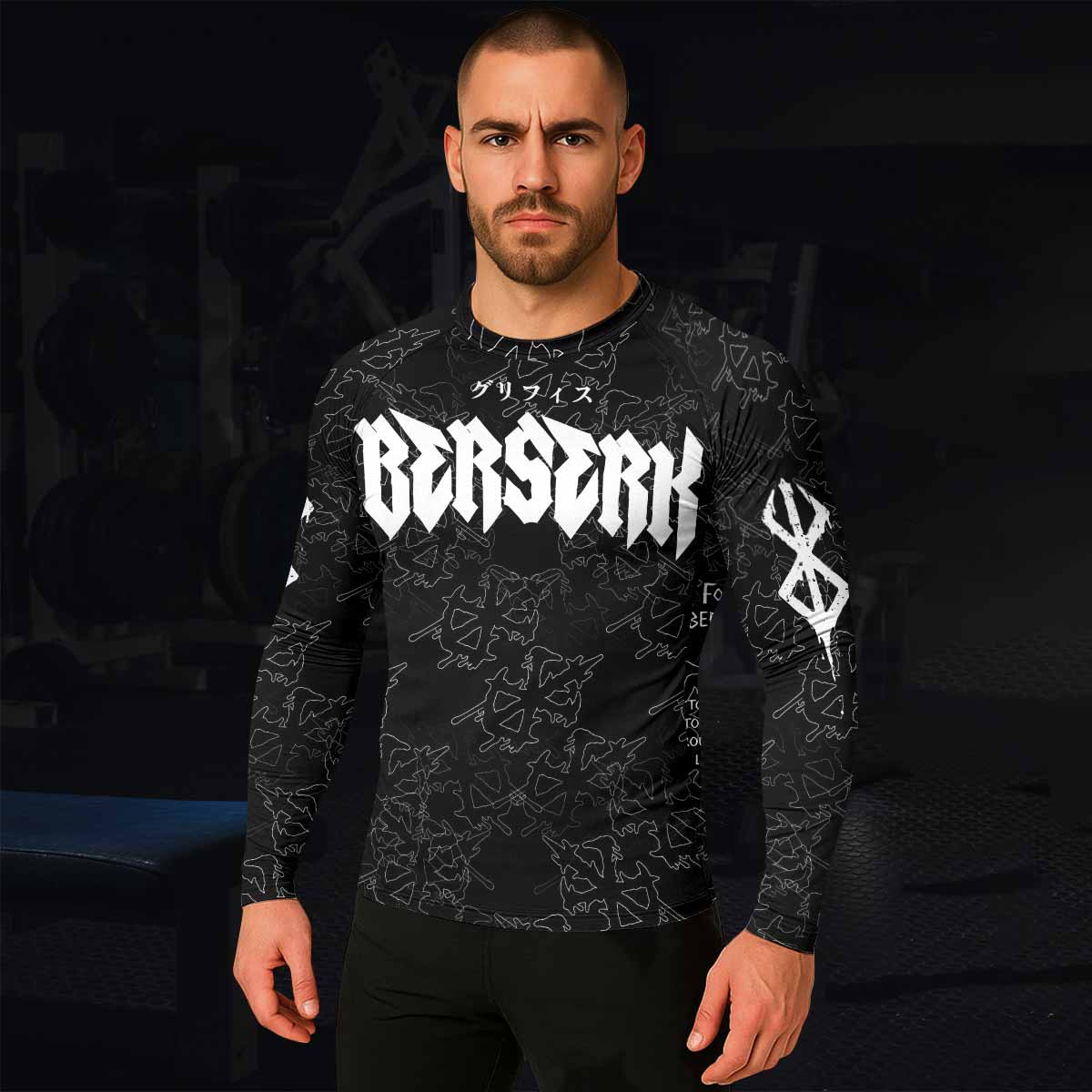 Berserk Dragon Slayer Skull Men's Rash Guard Long Sleeve - lifestyle view