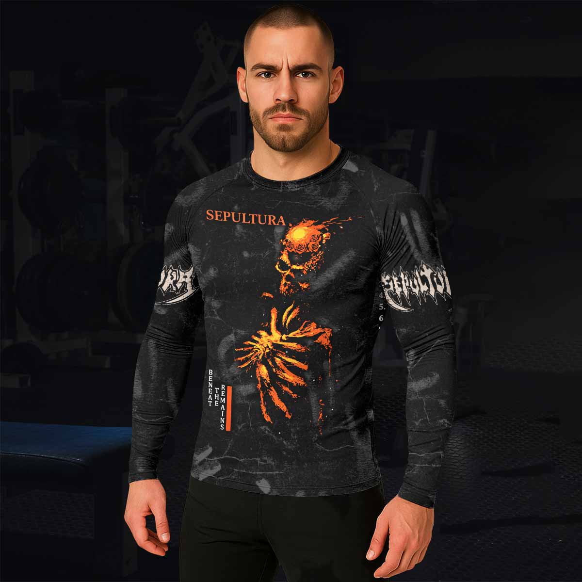 Sepultura Beneath the Remains Men's Rash Guard Long Sleeve - lifestyle view