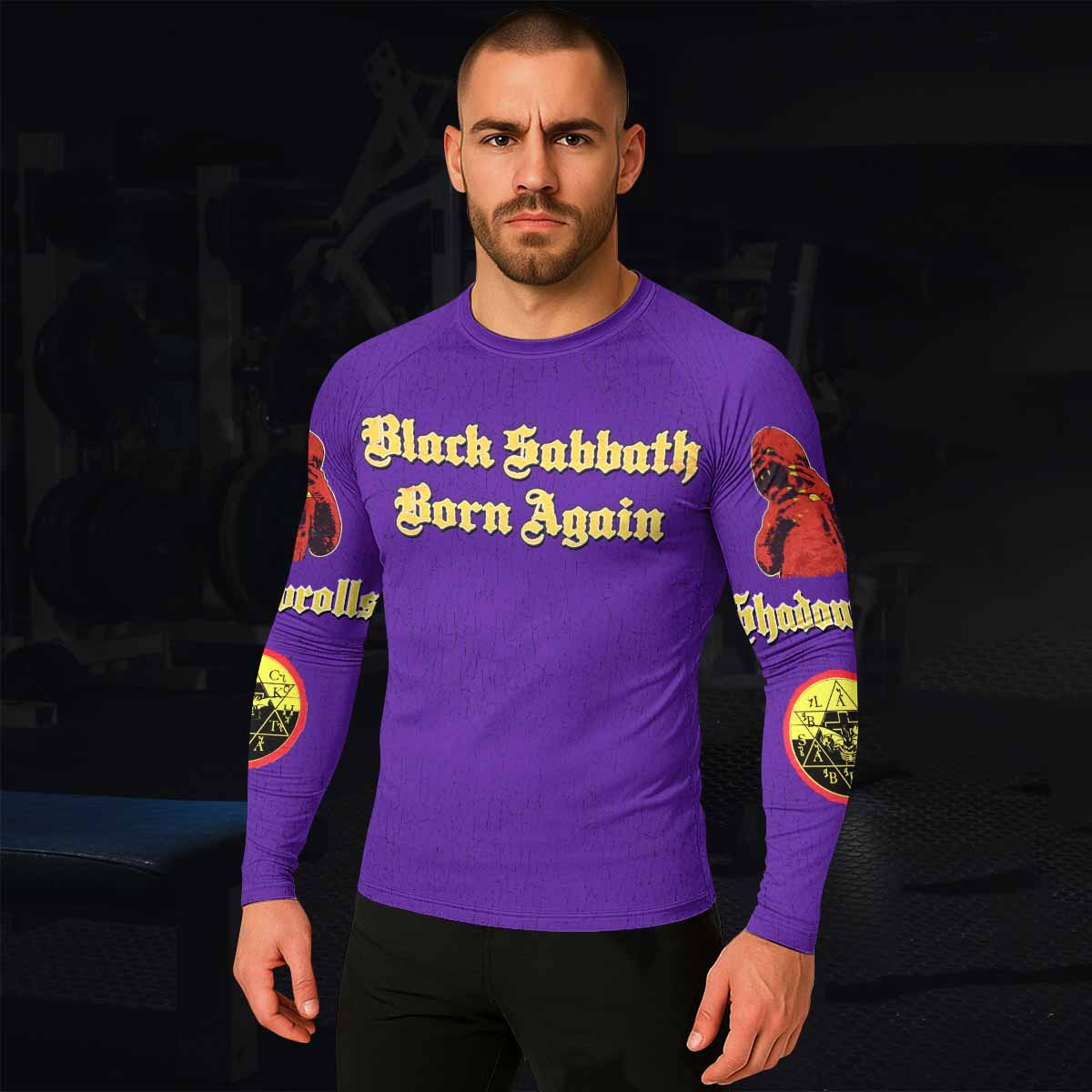 Born Again Black Sabbath Men's Rash Guard Long Sleeve - lifestyle view