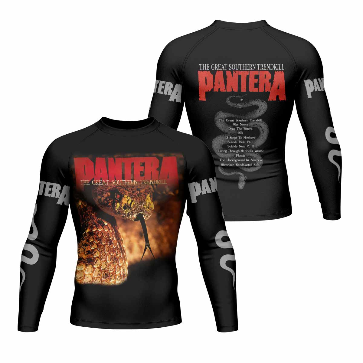 Pantera The Great Southern Trendkill Men's Rash Guard Long Sleeve - front and back view