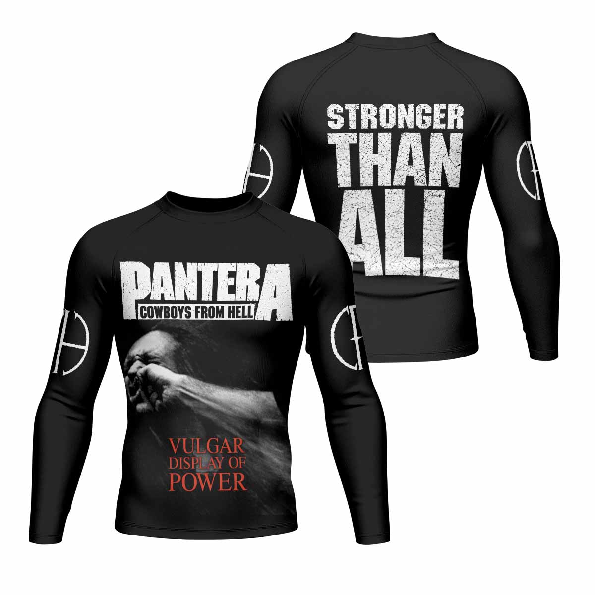Pantera Stronger Than All Men's Rash Guard Long Sleeve - front and back view