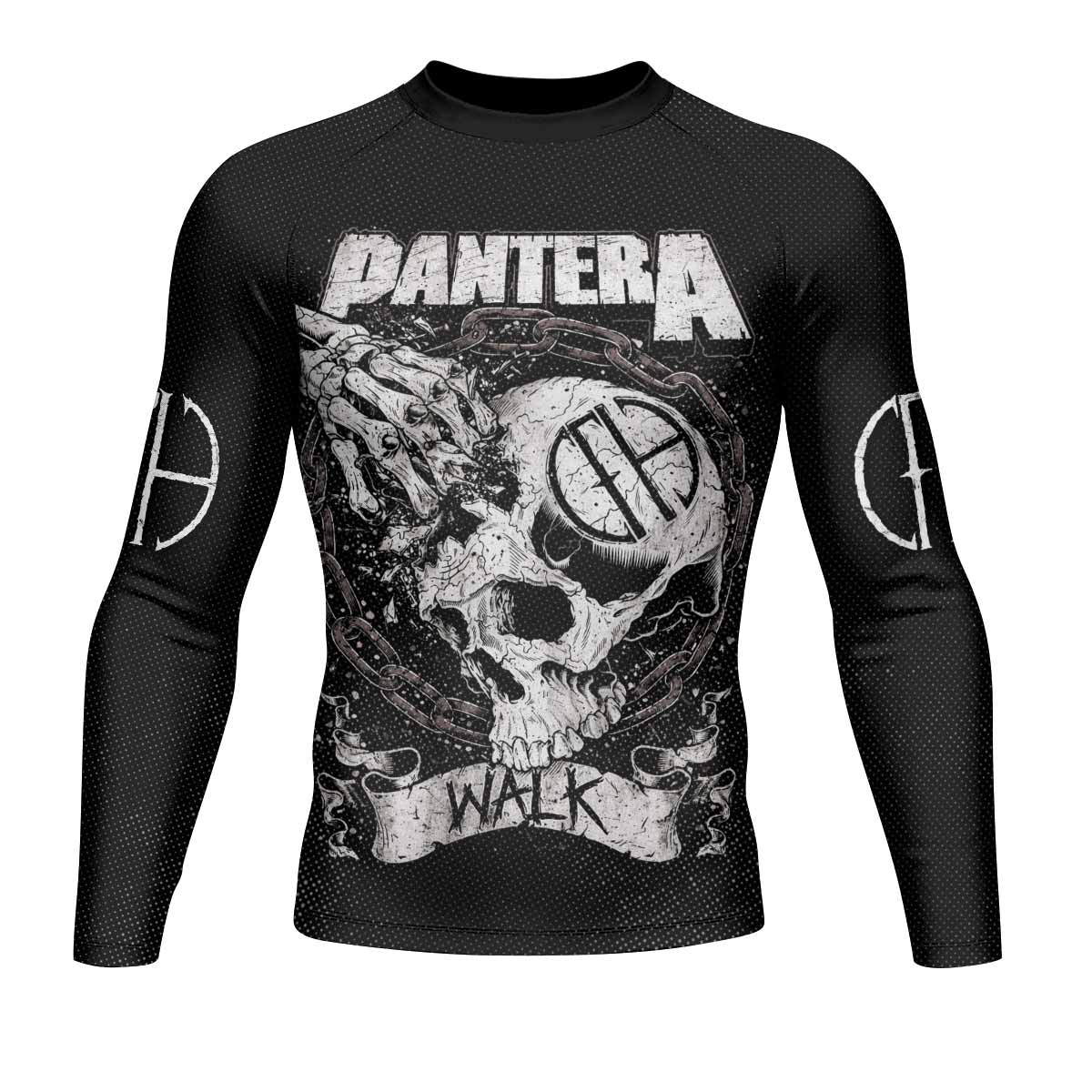 Pantera Walk Skull Men's Rash Guard Long Sleeve - front view mockup