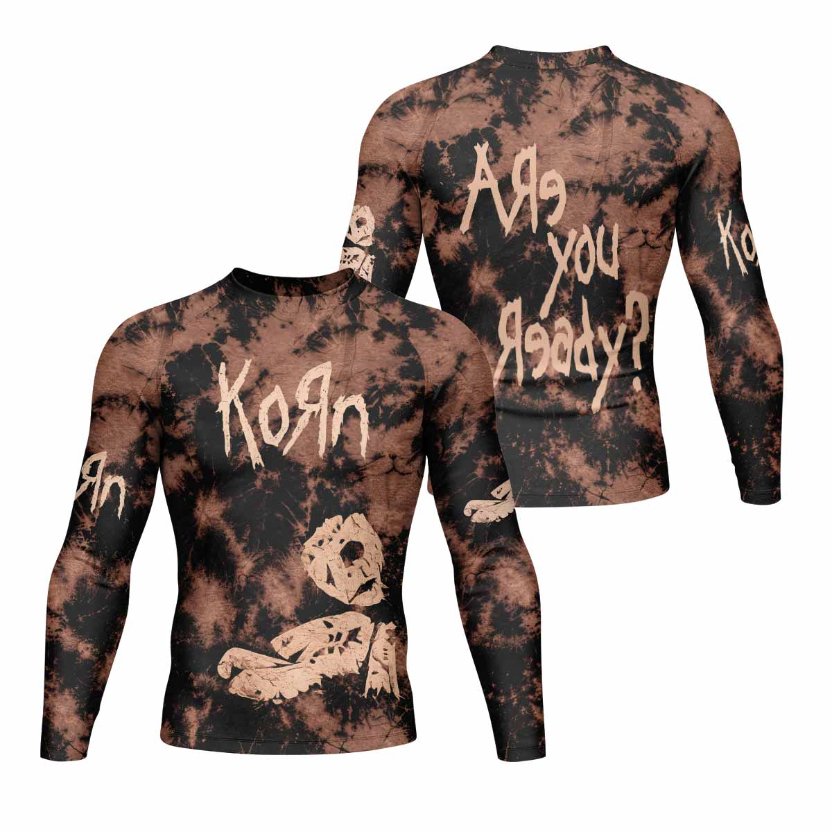 Korn Are You Ready Men's Rash Guard Long Sleeve - front and back view