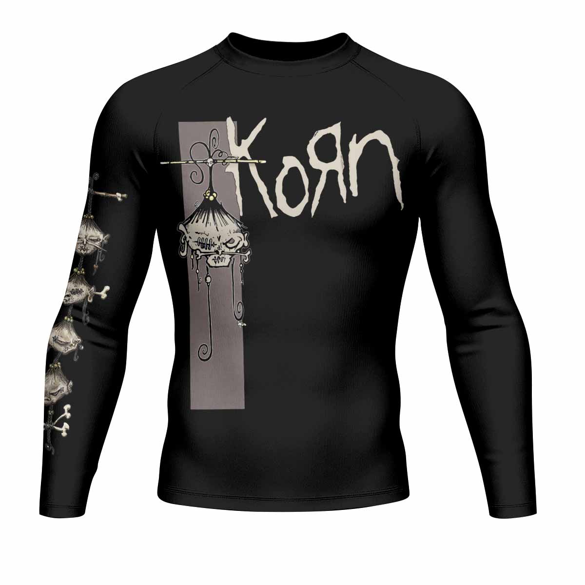 Korn Gothic Spine Men's Rash Guard Long Sleeve - front view mockup