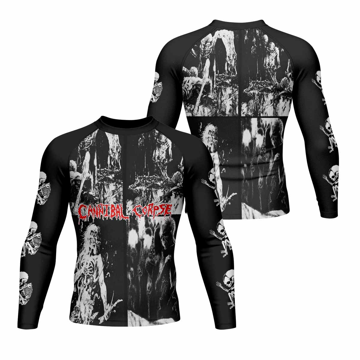 Cannibal Corpse Horror Men's Rash Guard Long Sleeve - front and back view