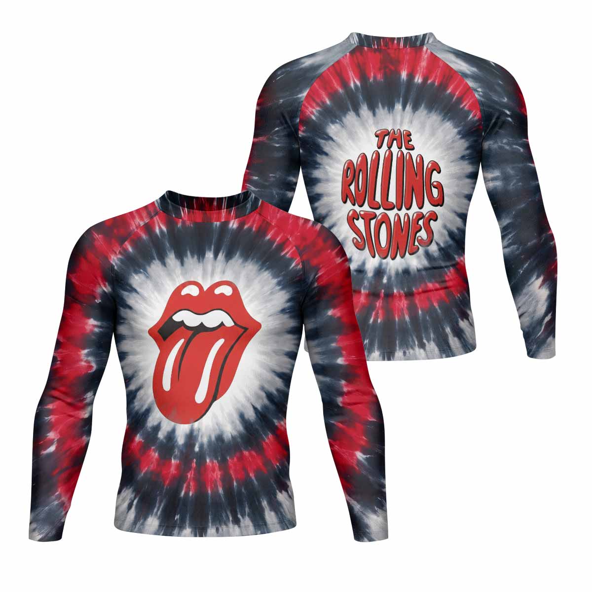 The Rolling Stones Men's Rash Guard Long Sleeve - front and back view