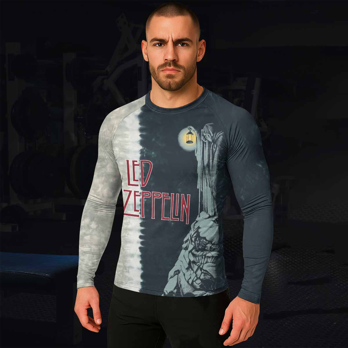Led Zeppelin The Hermit Men's Rash Guard Long Sleeve - lifestyle view