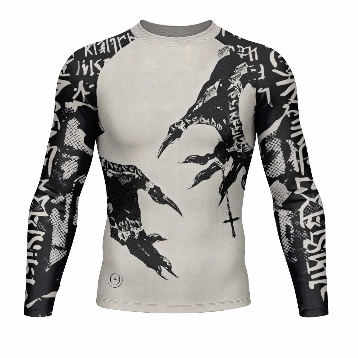 Monster Claw with Cross Men's Rash Guard Long Sleeve - front view mockup