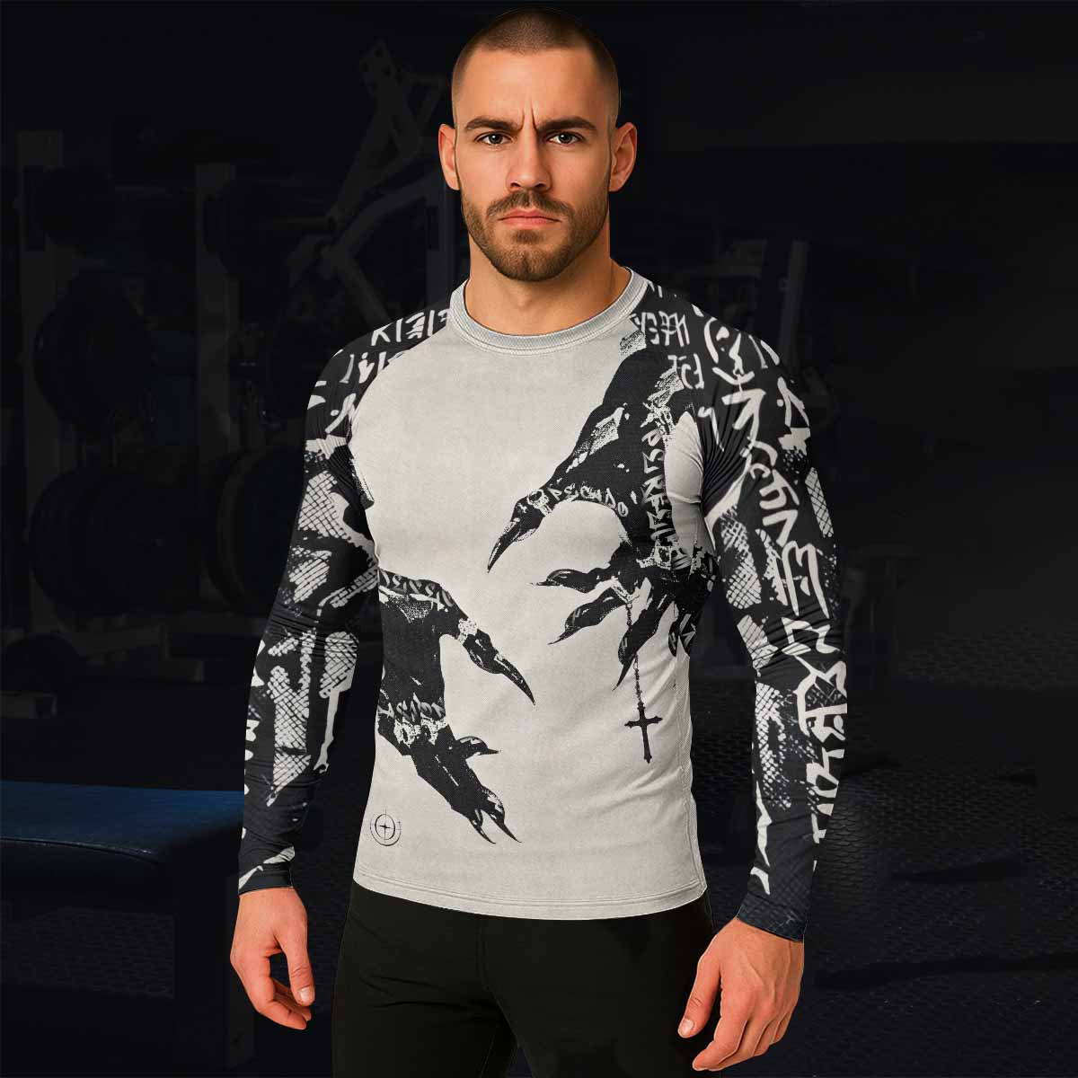 Monster Claw with Cross Men's Rash Guard Long Sleeve - lifestyle view