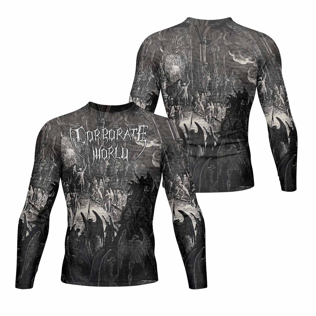 Corporate World Paradise Lost Men's Rash Guard Long Sleeve - front and back view