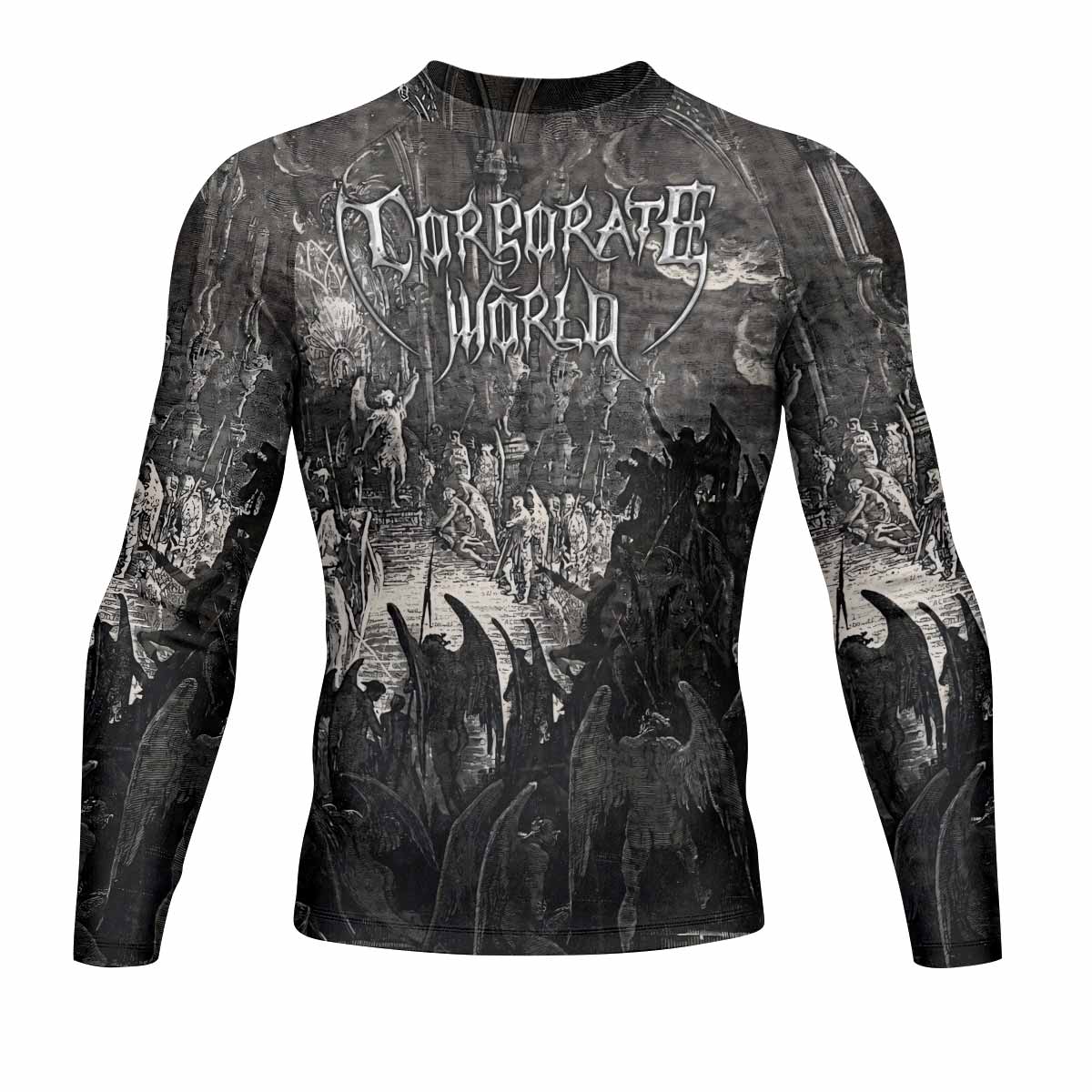 Corporate World Paradise Lost Men's Rash Guard Long Sleeve - front view mockup