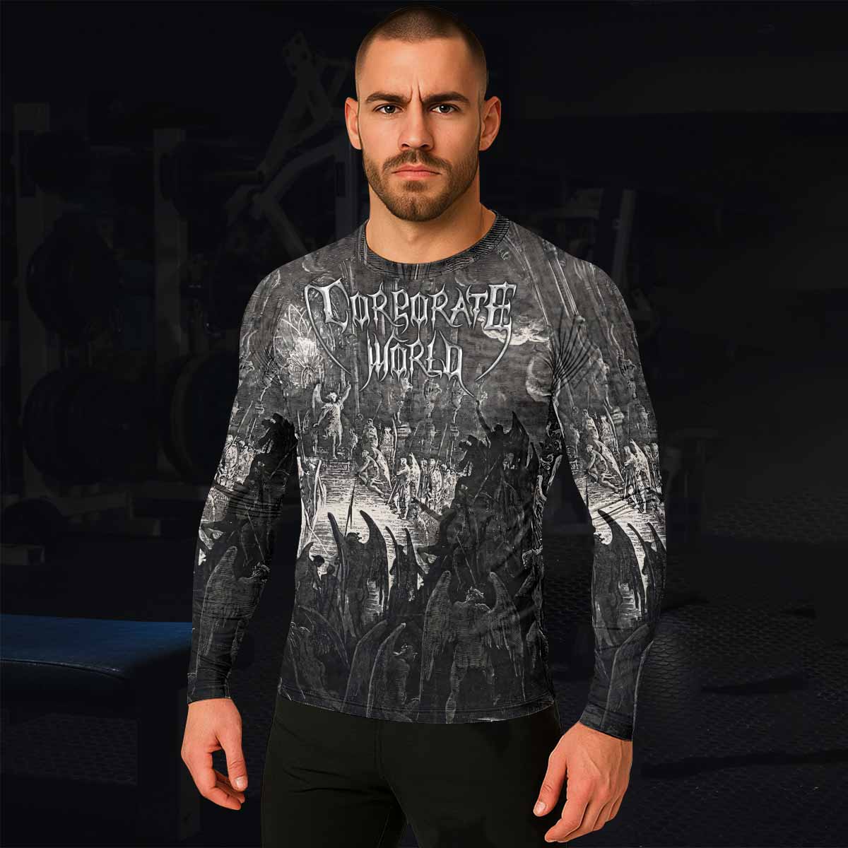 Corporate World Paradise Lost Men's Rash Guard Long Sleeve - lifestyle view