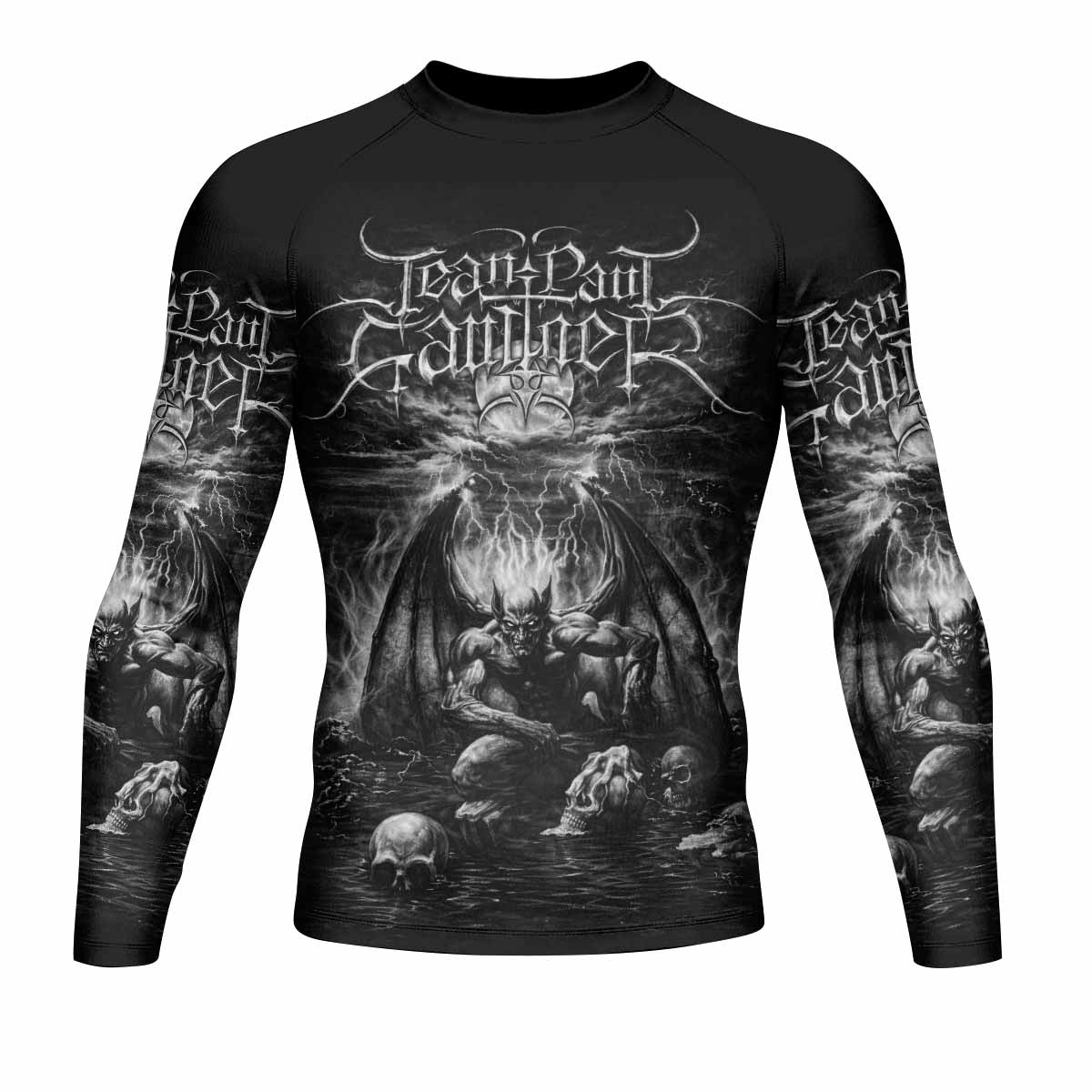 Jean Paul Gaultier Satan Men's Rash Guard Long Sleeve - front view mockup