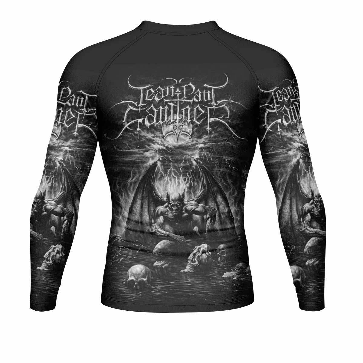 Jean Paul Gaultier Satan Men's Rash Guard Long Sleeve - back view mockup