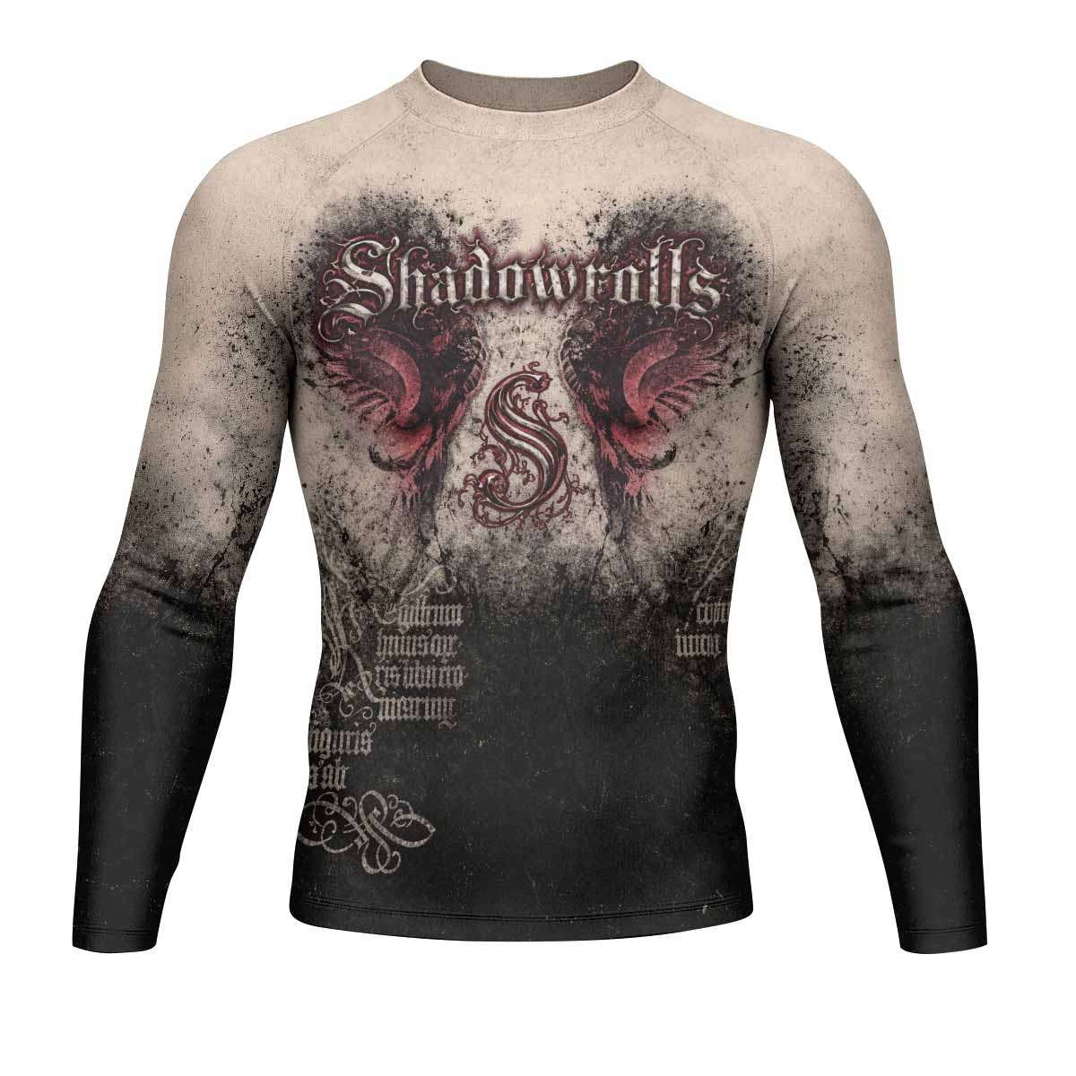 Grunge Smoke Gothic Men's Rash Guard Long Sleeve - front view mockup