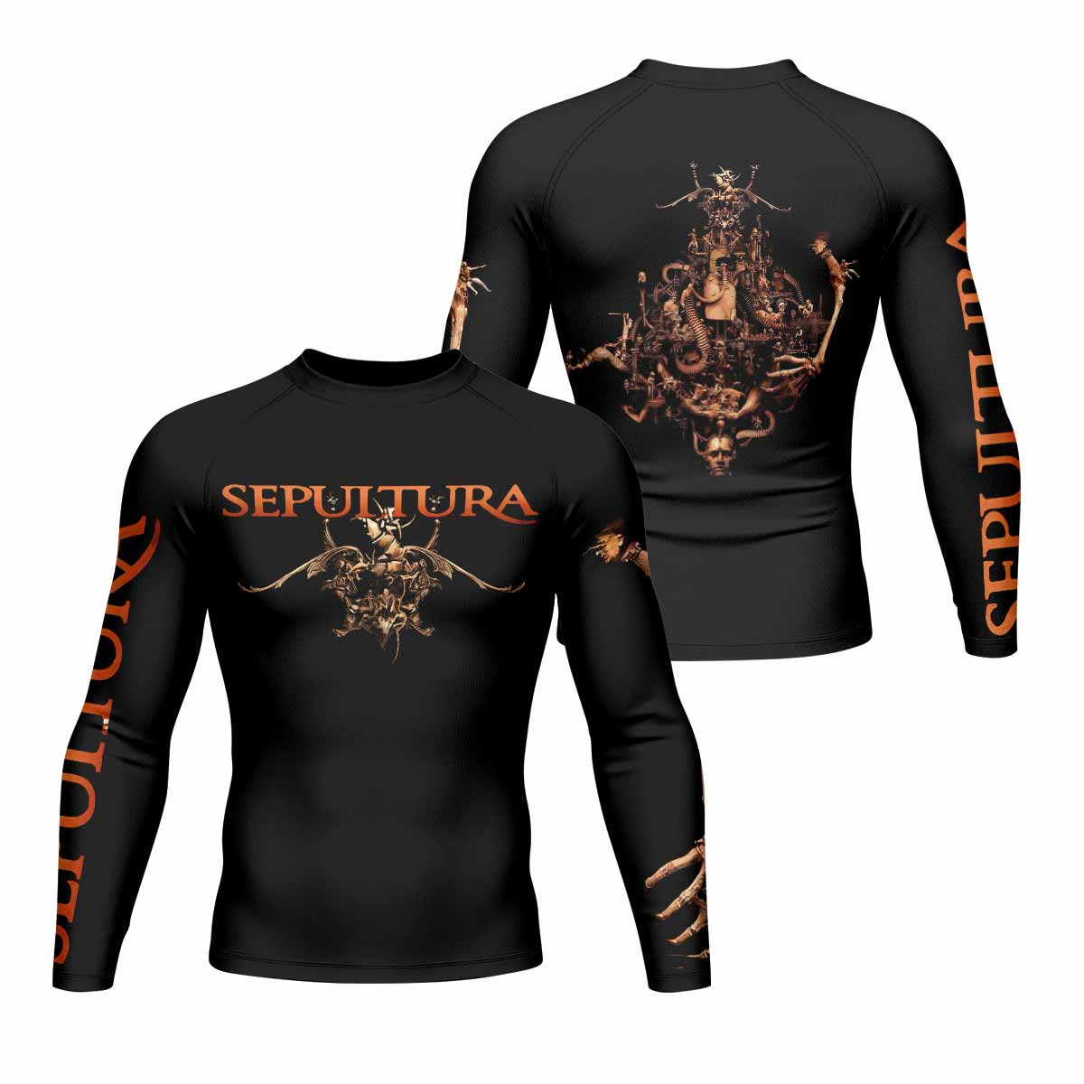 Sepultura A-Lex Men's Rash Guard Long Sleeve - front and back view