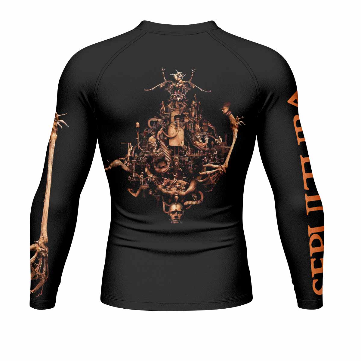 Sepultura A-Lex Men's Rash Guard Long Sleeve - back view mockup