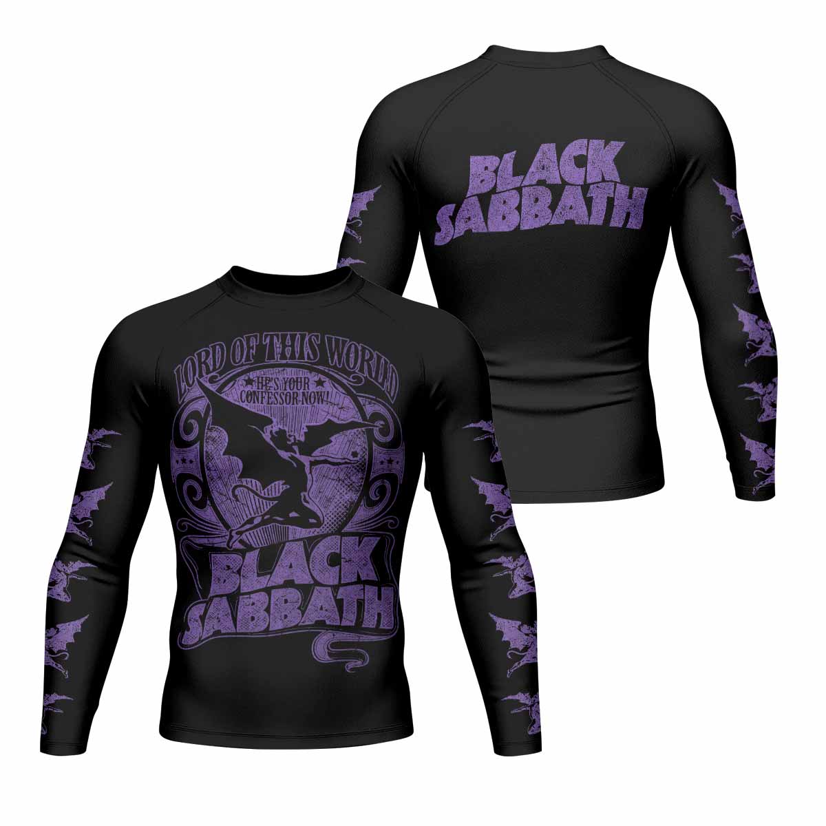 Black Sabbath Lord of This World Men's Rash Guard Long Sleeve - front and back view