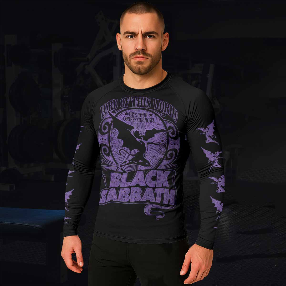 Black Sabbath Lord of This World Men's Rash Guard Long Sleeve - lifestyle view