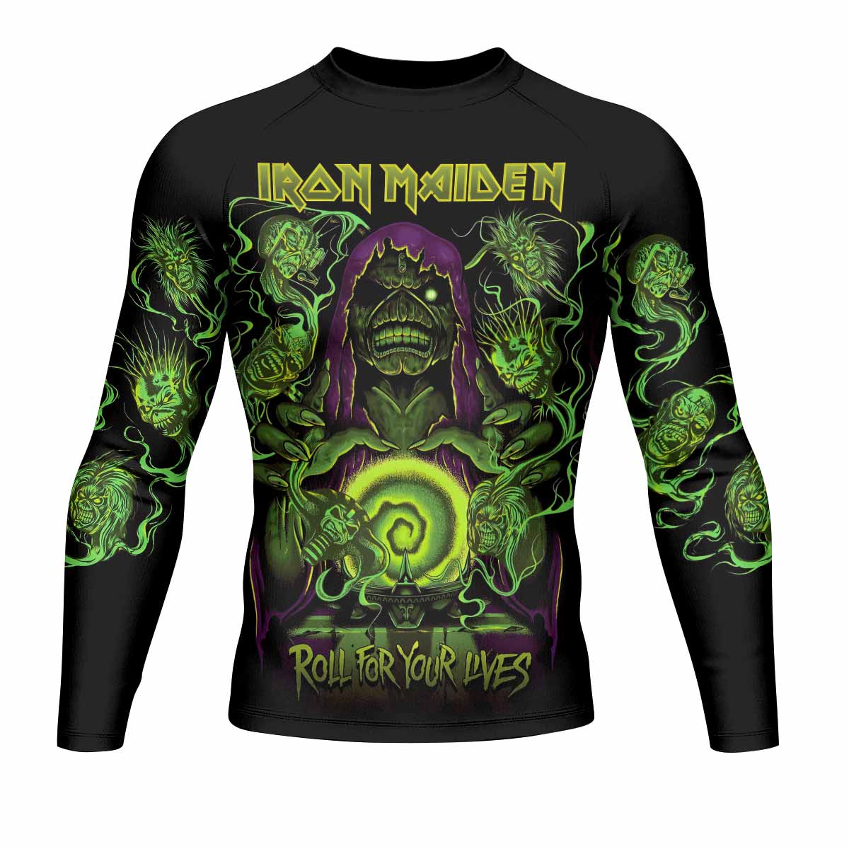 Iron Maiden Run For Your Lives Men's Rash Guard Long Sleeve - front view mockup