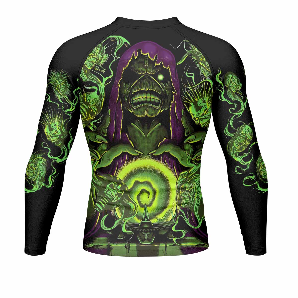 Iron Maiden Run For Your Lives Men's Rash Guard Long Sleeve - back view mockup