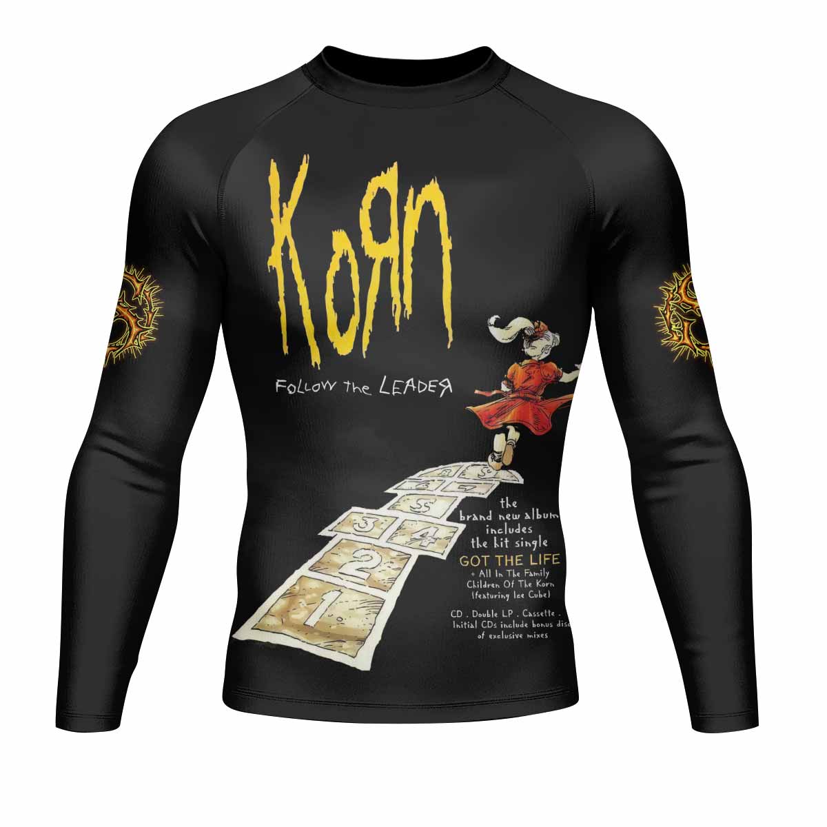 Korn Follow the Leader Men's Rash Guard Long Sleeve - front view mockup