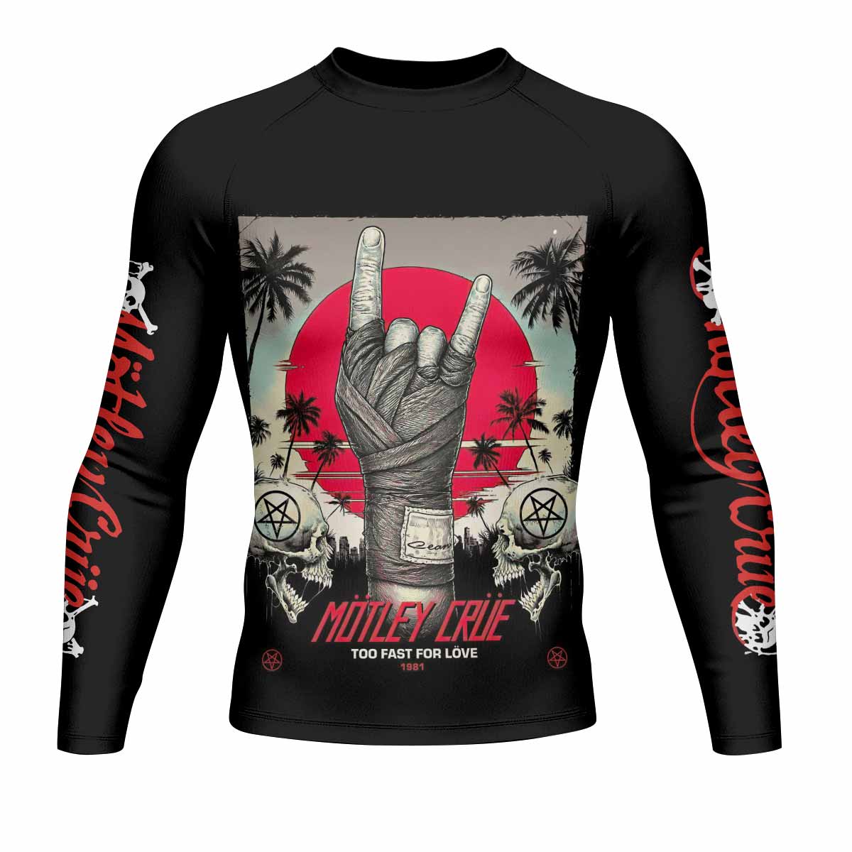 Mötley Crüe Too Fast for Love Men's Rash Guard Long Sleeve - front view mockup