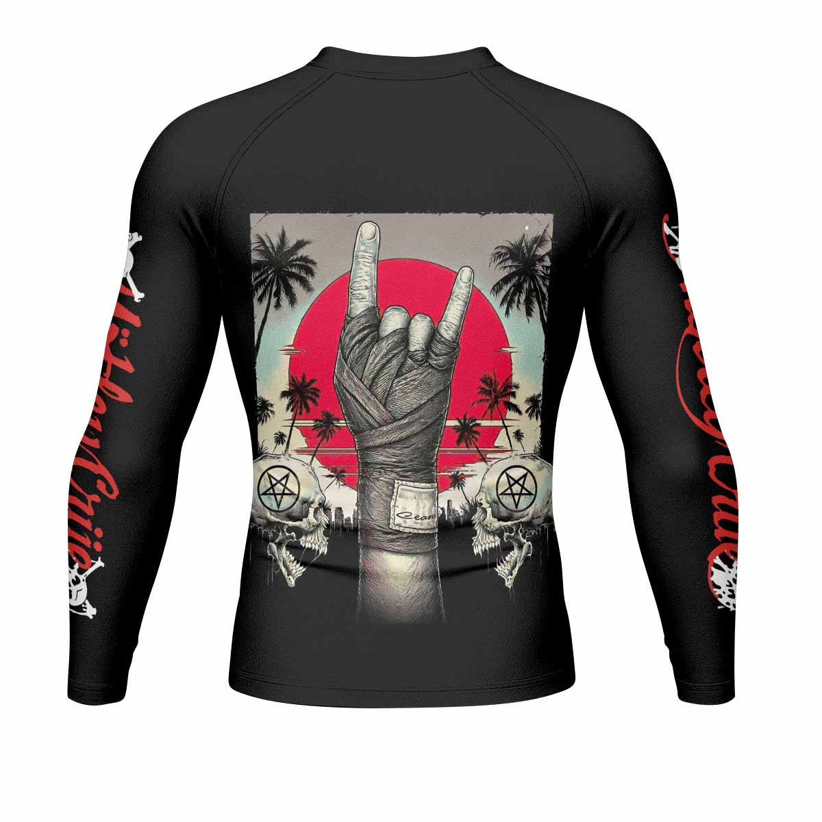 Mötley Crüe Too Fast for Love Men's Rash Guard Long Sleeve - back view mockup