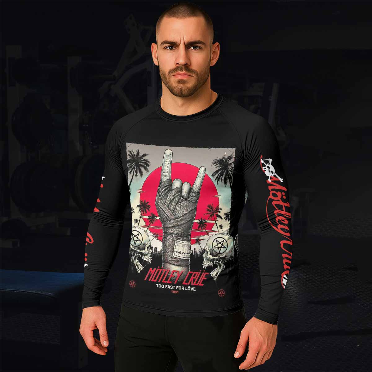 Mötley Crüe Too Fast for Love Men's Rash Guard Long Sleeve - lifestyle view