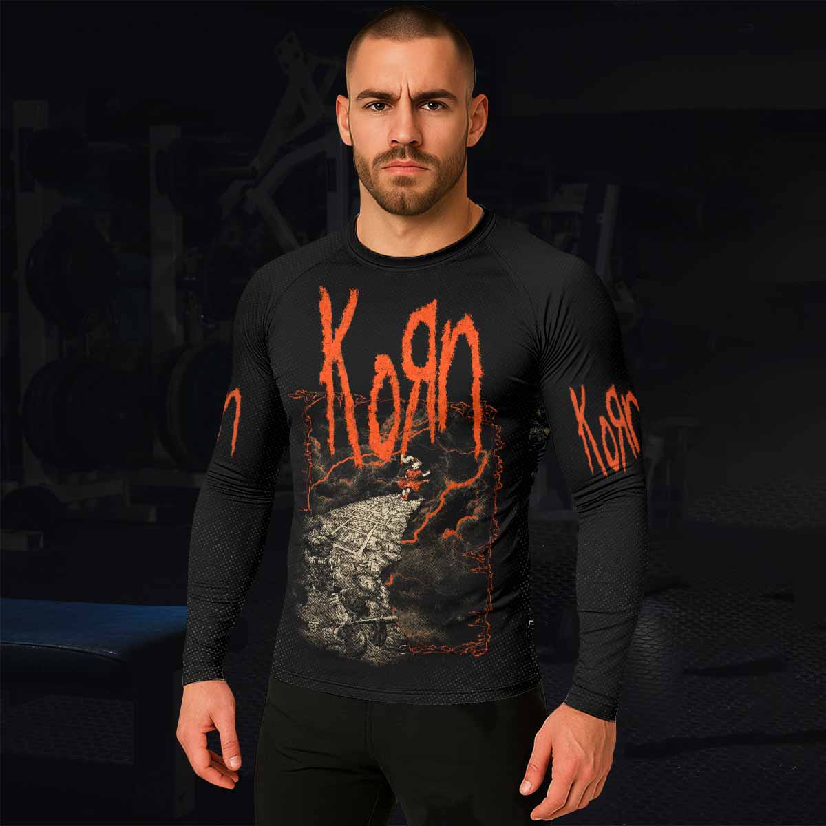 Korn Follow Cliff Men's Rash Guard Long Sleeve - lifestyle view