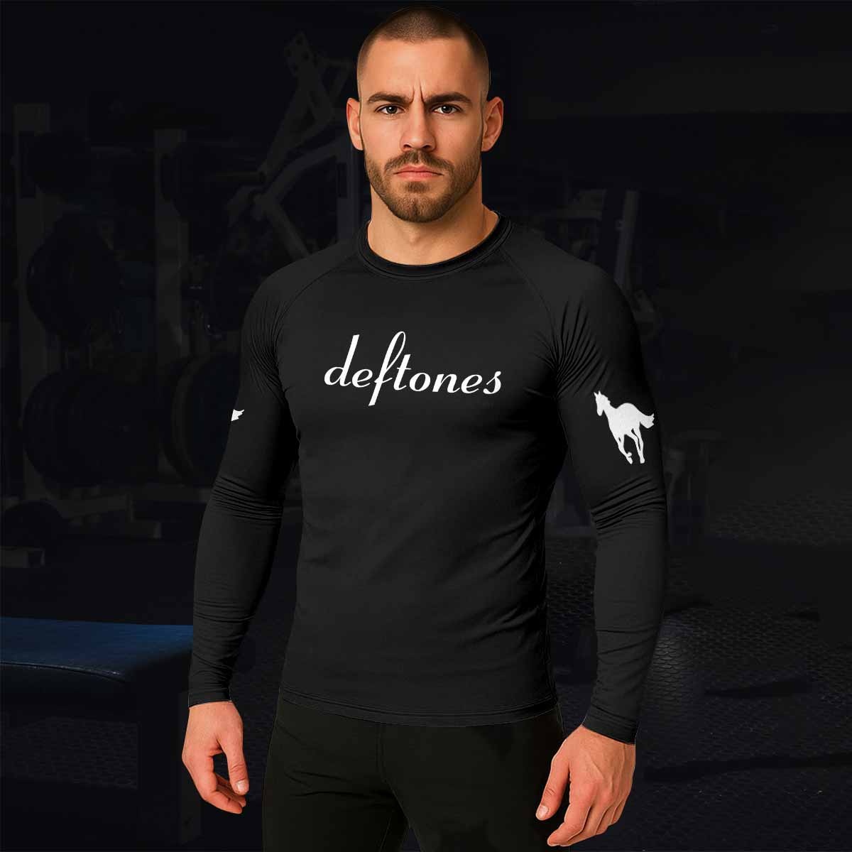 Deftones Cigarette Vintage Men's Rash Guard Long Sleeve - lifestyle view