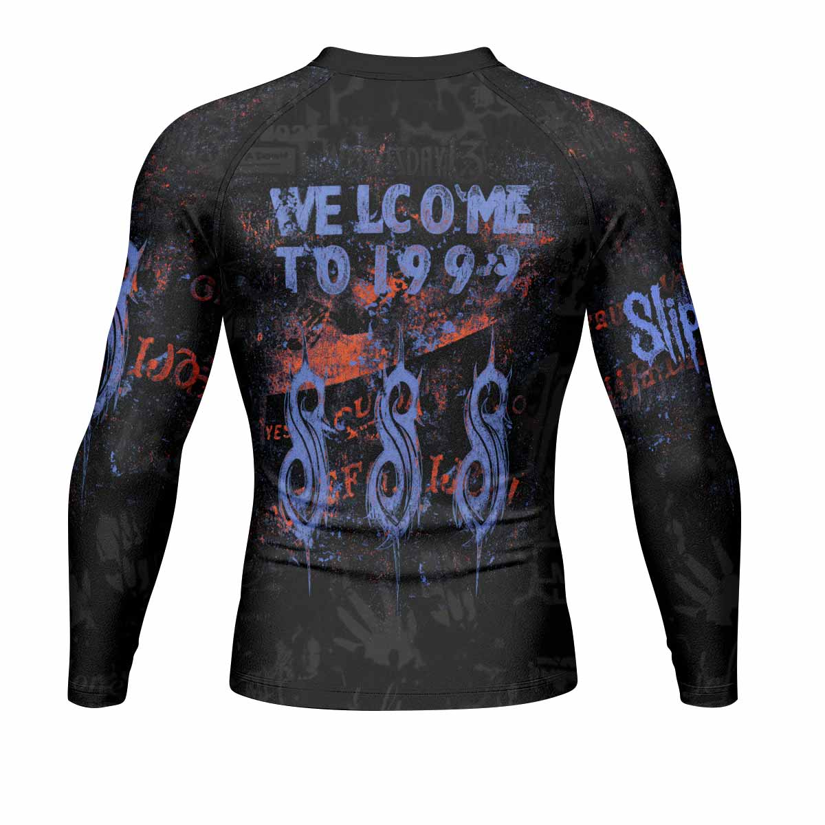 Slipknot Welcome To 1999 Men's Rash Guard Long Sleeve - back view mockup