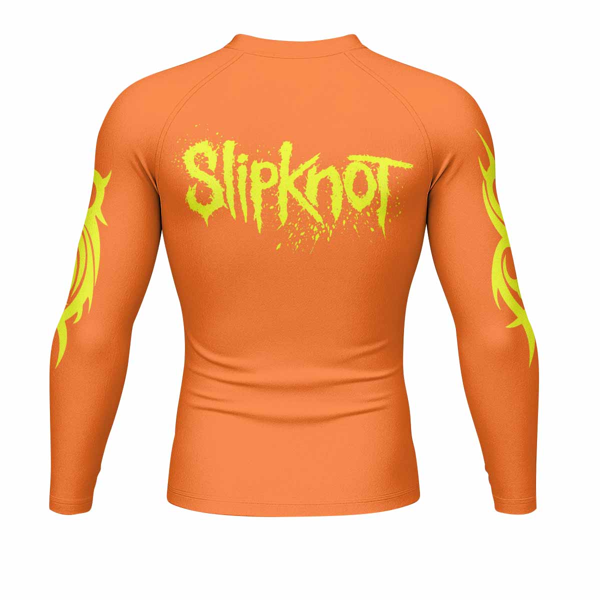 Slipknot Splatter Orange Men's Rash Guard Long Sleeve - back view mockup