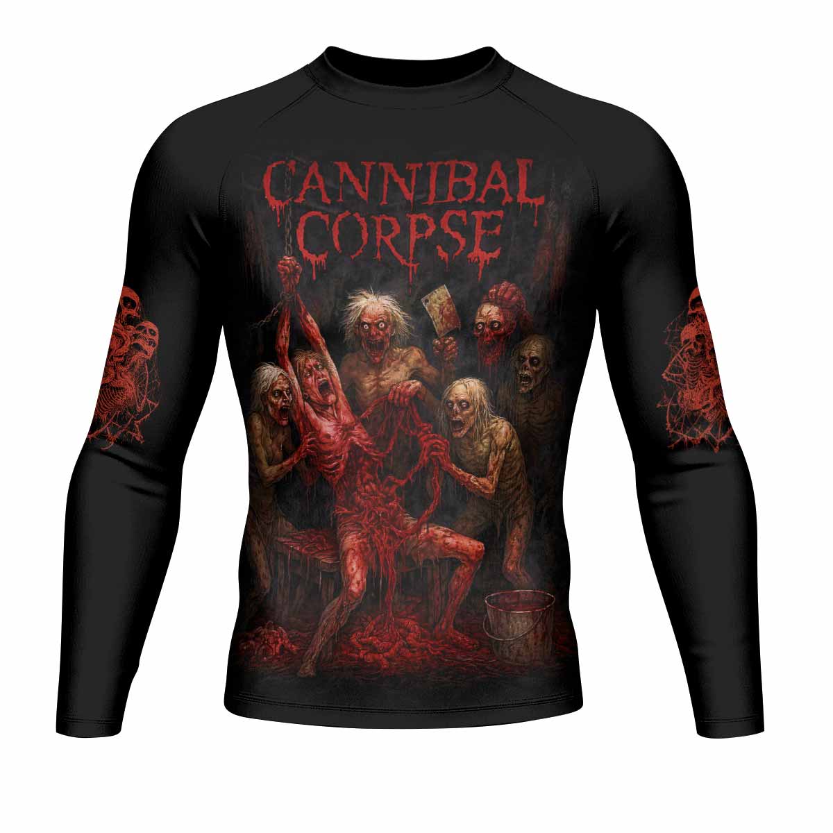 Butchered at Birth Cannibal Corpse Men's Rash Guard Long Sleeve - front view mockup