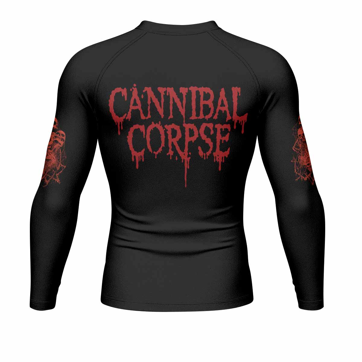 Butchered at Birth Cannibal Corpse Men's Rash Guard Long Sleeve - back view mockup