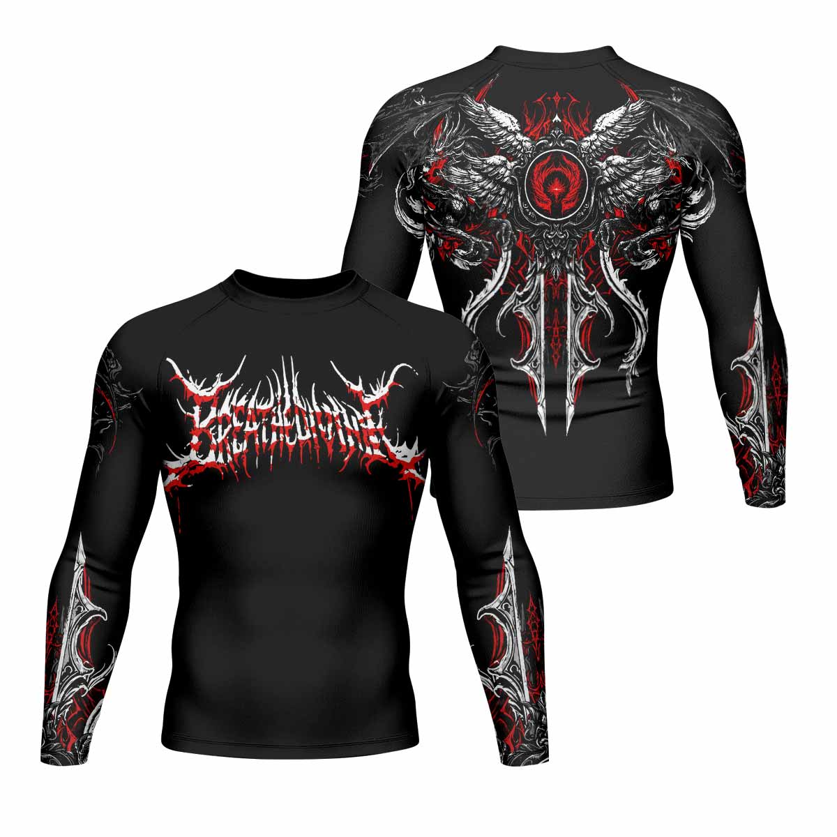 Crimson Seraphim Men's Rash Guard Long Sleeve - front and back view