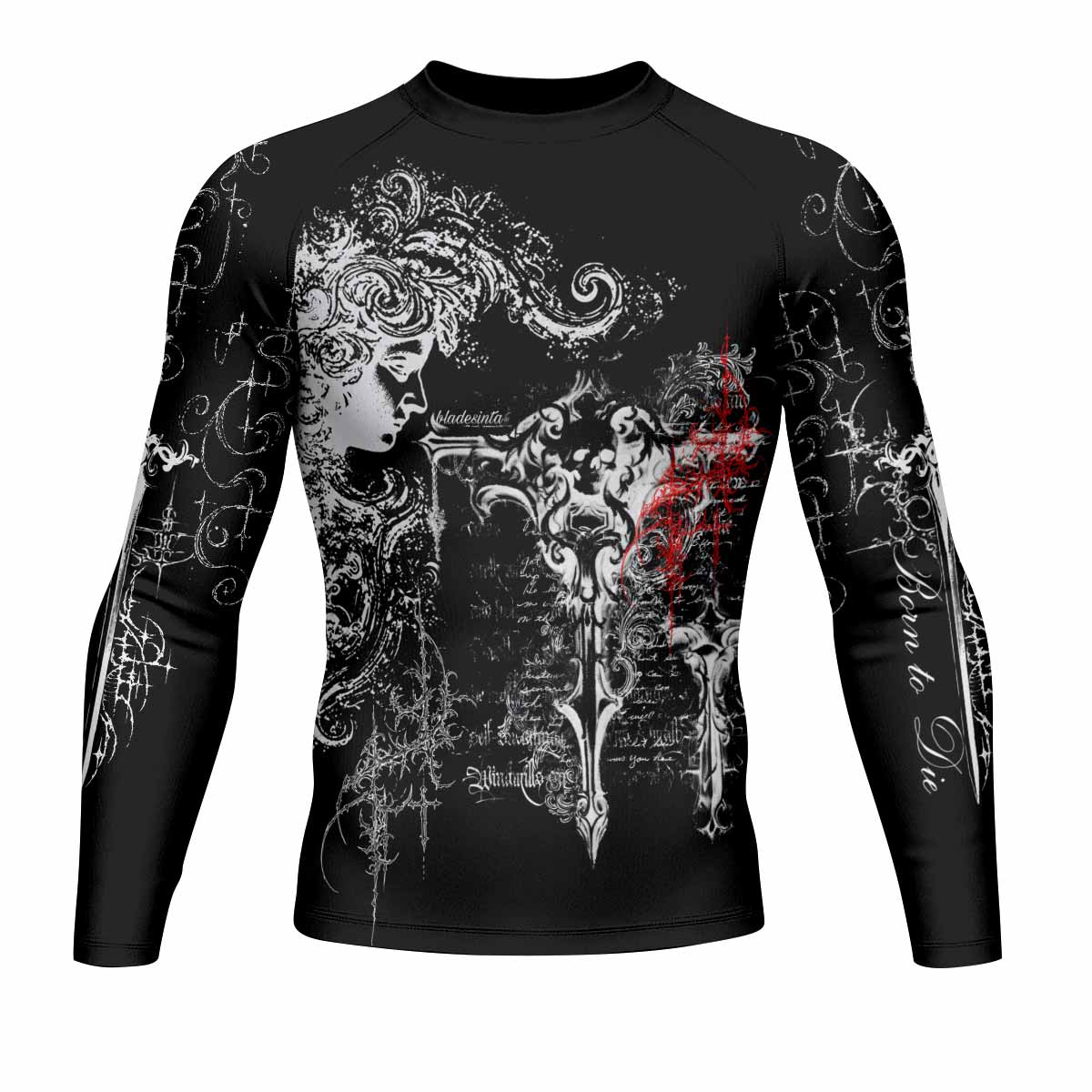 Born to Die Men's Rash Guard Long Sleeve - front view mockup