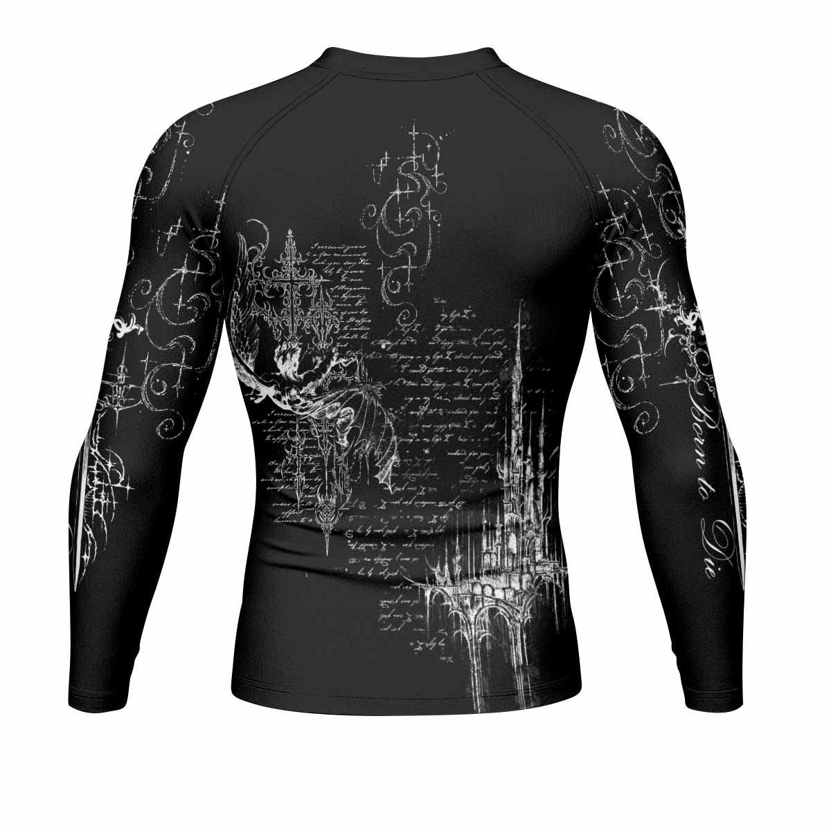 Born to Die Men's Rash Guard Long Sleeve - back view mockup
